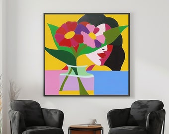 Abstract bloem schilderij op canvas moderne muur kunst schilderij canvas originele kunst schilderij kleurrijke abstracte vrouw schilderijen op canvas