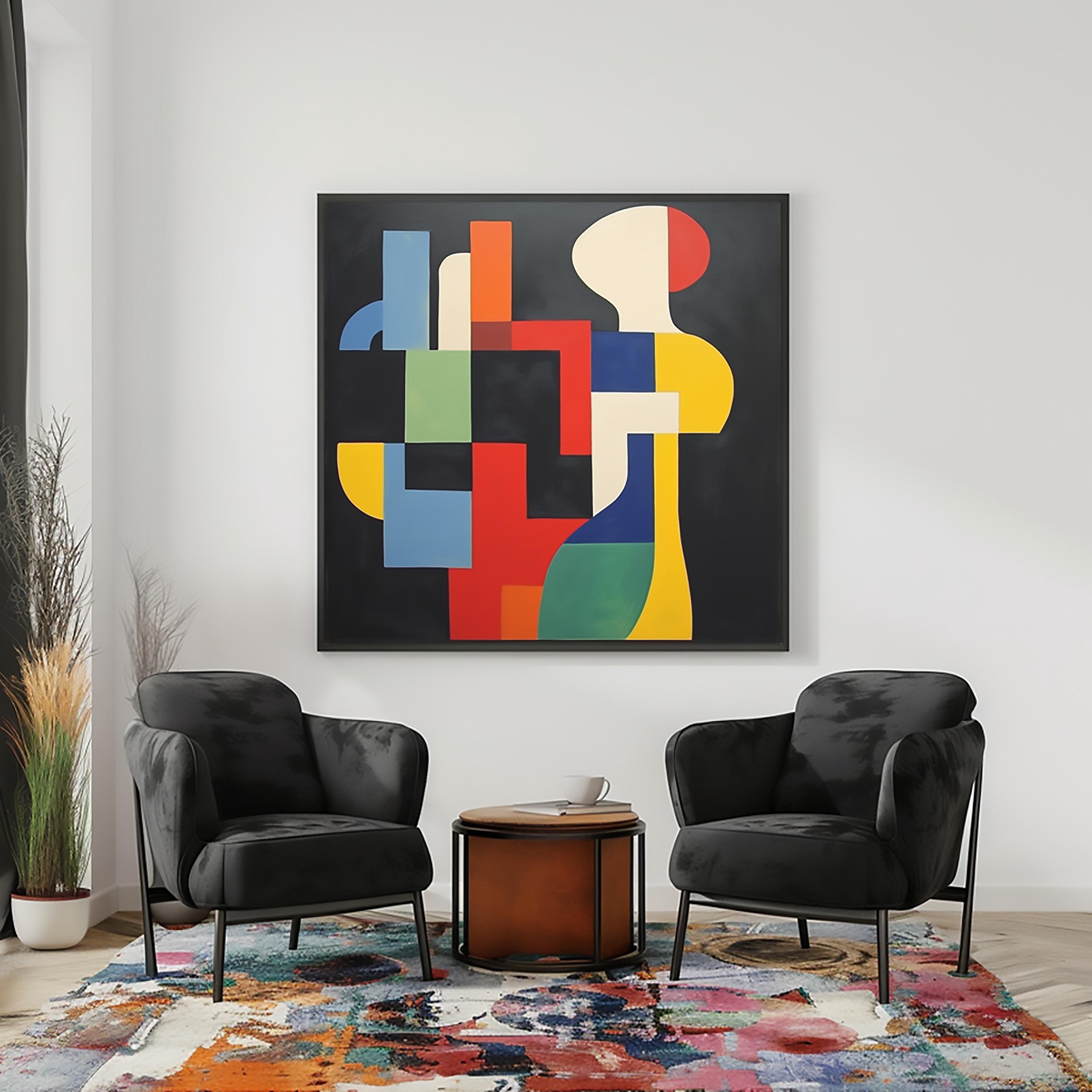 Geometric Abstract Painting on Canvas Wall Art Colorful Painting Modern ...