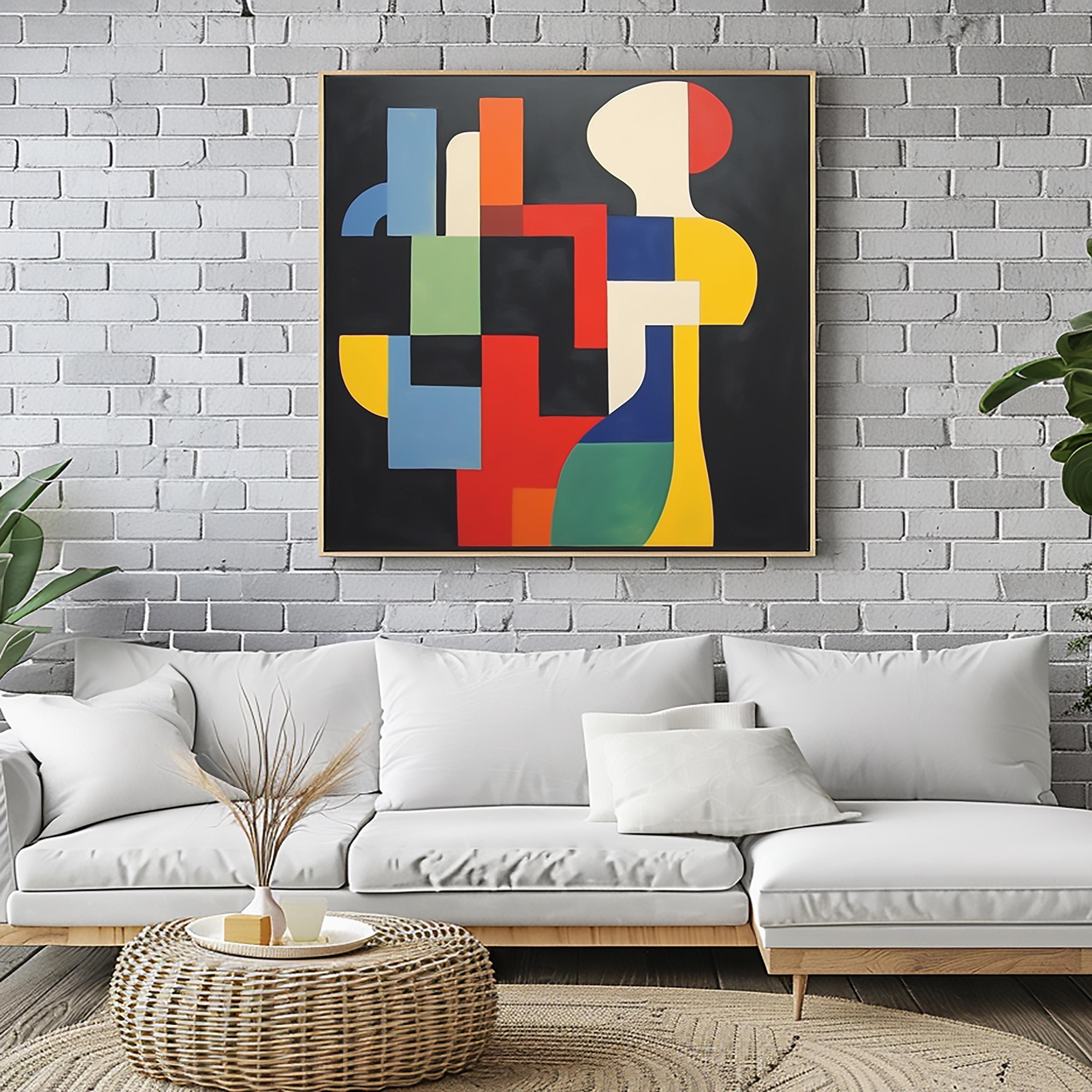 Geometric Abstract Painting on Canvas Wall Art Colorful Painting Modern ...