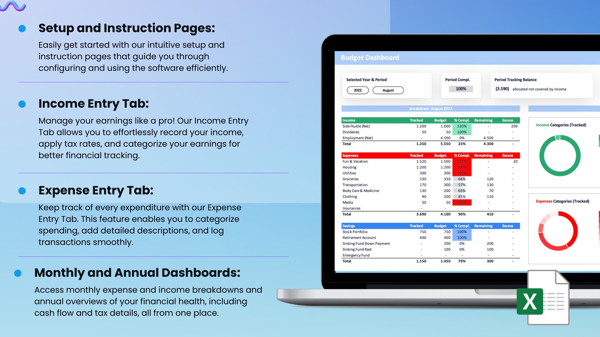 Income Finance Budget Template for Personal Finance Easy Income Tracker ...