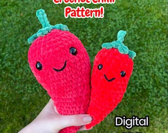 Patrón de ganchillo para tejer un chile: Amigurumi de verduras de granja (patrón en PDF)