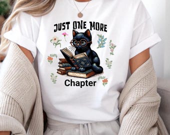 Floral Book Cat T-Shirt - Book Lover, Teacher Gift