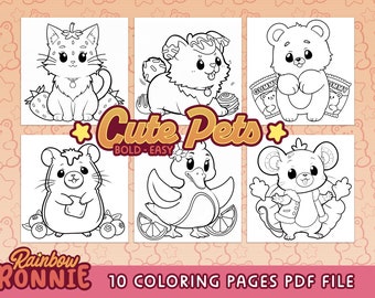 Cute Pets: Coloring Pages by Rainbow Ronnie