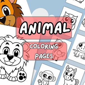 52 Simple Animal Coloring Pages for kids, Preschool Coloring Pages, Easy Coloring pages for toddlers, Printable Educational Activity Sheets