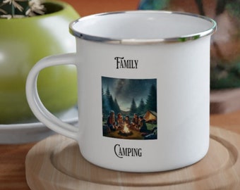 Camping Family Enamel Mug 12oz