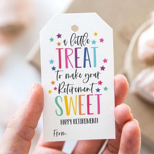 Une petite gâterie pour faire de votre retraite une douce étiquette, étiquettes imprimables de faveur de retraite heureuse, étiquette-cadeau de fête de bureau de retraités d'étoiles