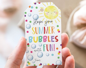 Hope Your Summer Bubbles With Fun Tag, Printable End Of School Year Favor Tags, Bubble Have a Great Summer Vacation Gift Tag