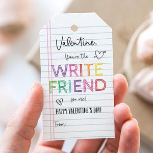Valentinstag Sie sind der Schreibfreund für mich Anhänger, druckbare glückliche Valentinstag Gunst Tags, Notizblock Stift Bleistift Marker Valentinstag Geschenkanhänger