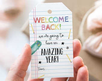 Welcome Back We are Going To Have an Amazing Year Tag, Printable First Day of School Favor Tags, Notepad Back to School Gift Tag