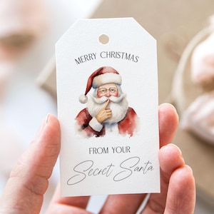 Frohe Weihnachten von Ihrem Wichtelanhänger, druckbare frohe Weihnachten Gunstanhänger, geheime Weihnachtsweihnachtsparty Geschenkanhänger