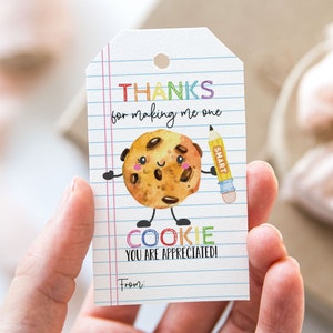 Thanks For Making Me One Smart Cookie Tag, Printable End Of School Year Favor Tags, Notepad Pencil Teacher Appreciation Gift Tag