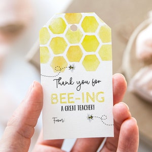 Merci d'avoir été un excellent enseignant, étiquettes imprimables de faveur de fin d'année scolaire, étiquette-cadeau d'appréciation des enseignants en nid d'abeille