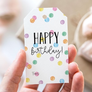 Alles Gute zum Geburtstag Tag, Geburtstag Geschenkanhänger Regenbogen Konfetti Punkte, Geburtstag Geschenkanhänger
