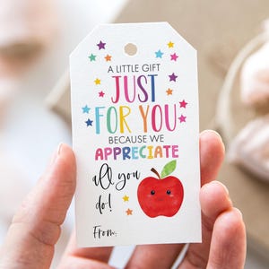 Ein Kleines Geschenk Nur für Sie, Wir schätzen alles, was Sie tun, druckbares Ende des Schuljahrs Gunstanhänger, Sterne Apfel Lehrer Wertschätzung Geschenkanhänger