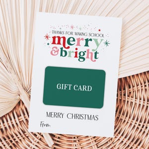 Danke, dass Sie die Schule fröhlich machen & helle Geschenkkartenhalter, druckbare frohe Weihnachten Gastgeschenkanhänger, Lehrer Wertschätzung Geschenkanhänger