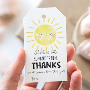 Die Schule ist aus Der Sommer ist hier Danke für alles, was Sie getan haben Anhänger, druckbares Ende des Schuljahrs Gunstanhänger, Geschenkanhänger für die Wertschätzung des Sonnenlehrers