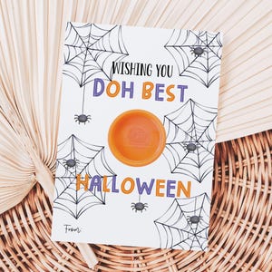 Ich wünsche Ihnen Doh am besten Halloween-Spielknete-Halter, druckbare glückliche Halloween-Favor Tags, gruselige Spinne-Spinnennetz-Knete-Halloween-Geschenkanhänger