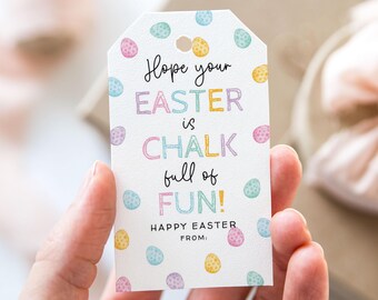 Hope Your Easter Is Chalk Full Of Fun Easter Eggs Tag, Printable Happy Easter Favor Tags, Easter Egg Gift Tag