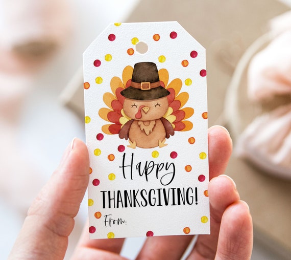Happy Thanksgiving Tag, Printable Fall Favor Tags, Turkey Friendsgiving Teacher Appreciation Gift Tag