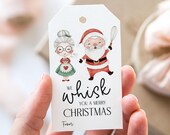 We Whisk You A Merry Christmas Tag, Printable Merry Christmas Favor Tags, Santa Claus Baking Christmas Holiday Party Gift Tag
