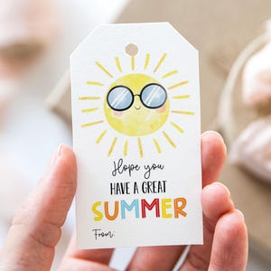 Etiqueta "Que tengas un excelente verano", etiquetas imprimibles para recuerdos de fin de curso, etiqueta de regalo "Que tengas unas excelentes vacaciones de verano"