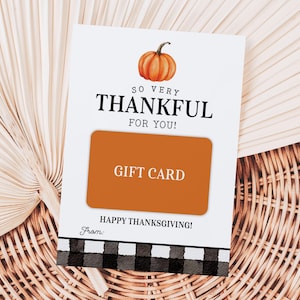 So sehr dankbar für Sie glückliches Erntedank-Geschenk Kartenhalter, druckbare Herbst Gunst Tags, Kürbis karierten Herbst Lehrer Wertschätzung Geschenkanhänger