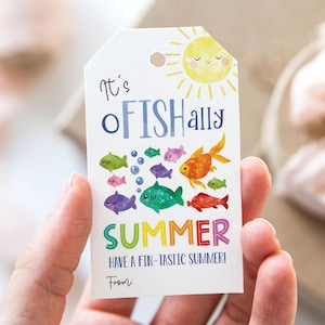 Es ist O-Fish-Ally Sommer Tag, druckbare Ende des Schuljahr Gunst Tags, Fische haben einen großen Sommer Urlaub Geschenkanhänger