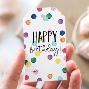 Alles Gute zum Geburtstag Tag, Geburtstag Geschenkanhänger Regenbogen Konfetti Punkte, Geburtstag Geschenkanhänger