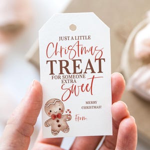 Un piccolo regalo di Natale per qualcuno di particolarmente dolce, etichette stampabili per bomboniere di Buon Natale, etichetta regalo per festa di Natale con omino di pan di zenzero