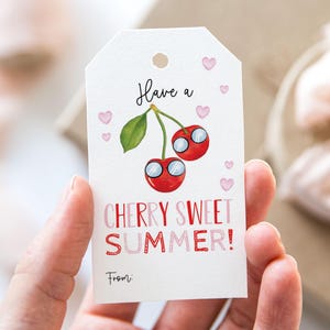 Have A Cherry Sweet Summer Tag, Printable End Of School Year Favor Tags, Cherry Fruit Have a Great Summer Vacation Gift Tag