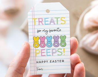 Treats For My Favorite Peeps Tag, Printable Happy Easter Favor Tags, Notepad Sweet Treat Easter Gift Tag