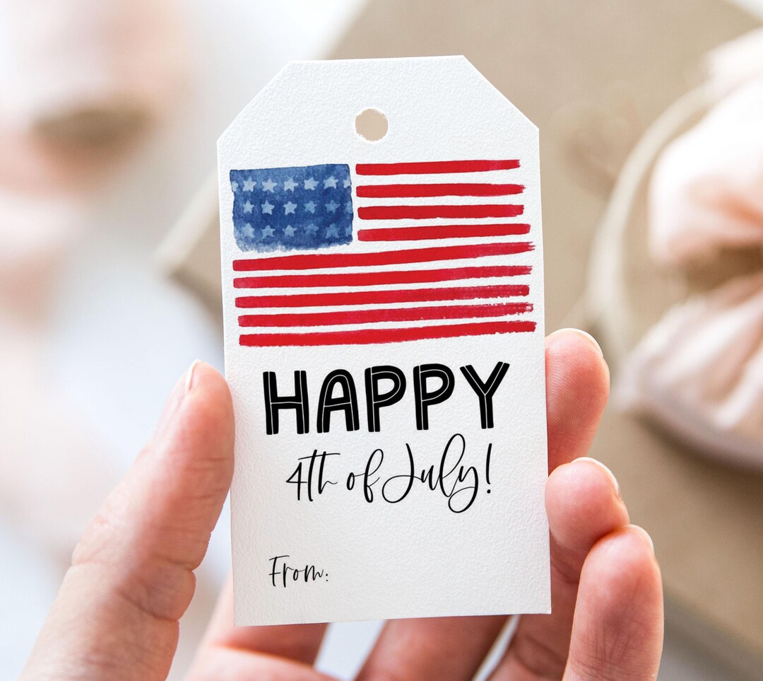 Happy 4th of July Tag, Printable Happy 4th of July Favor Tags, American ...