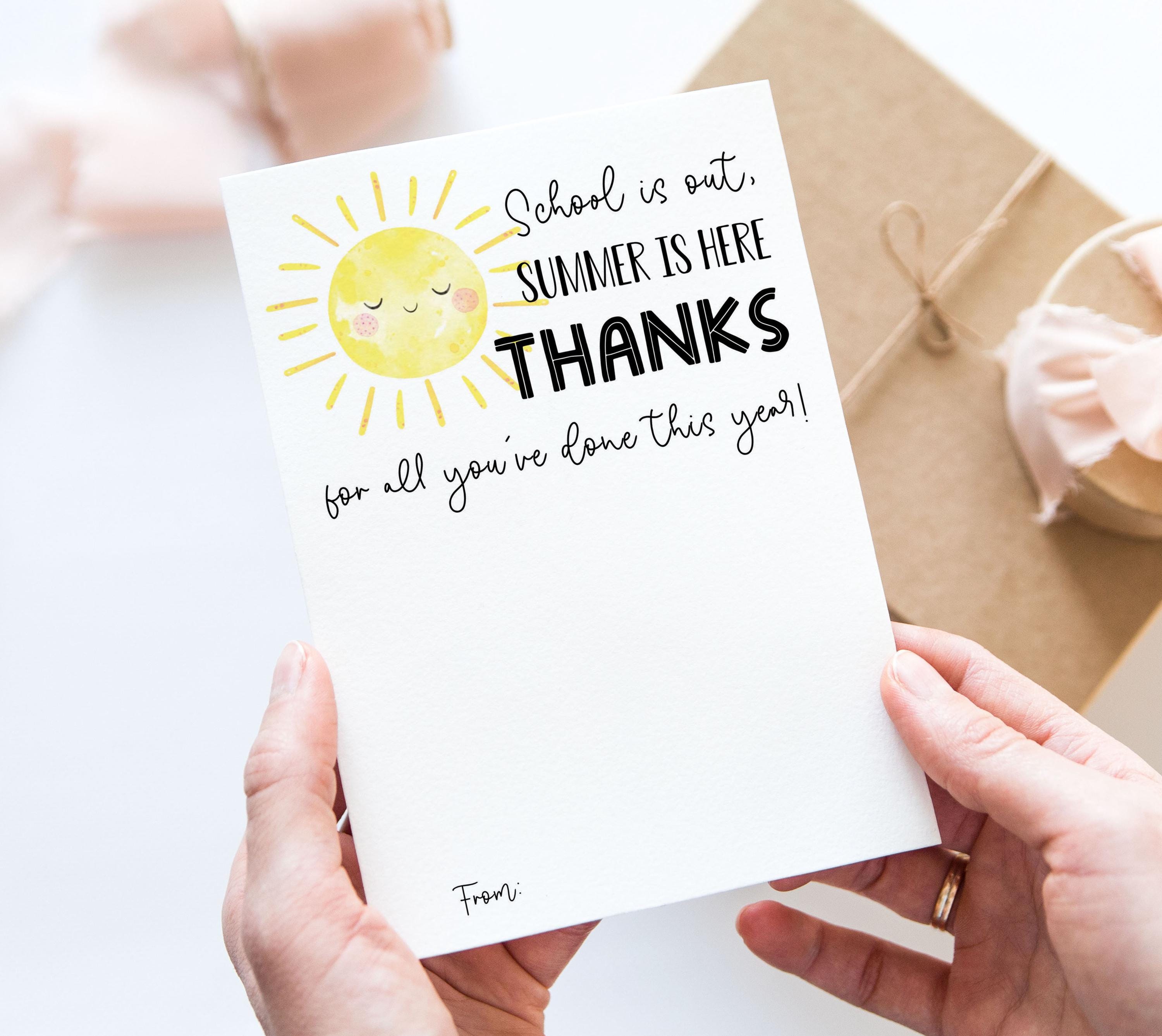 School is Out Summer is Here Thanks Gift Card Holder, Printable End of ...