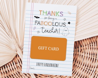 Thanks For Being A Faboolous Teacher Gift Card Holder, Printable Happy Halloween Favor Tags, Notepad Ghost Teacher Appreciation Gift Tag