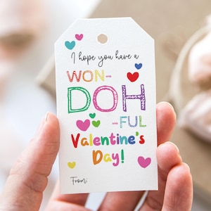 Etiqueta de plastilina para San Valentín: ¡Espero que tengas un día de San Valentín maravilloso! Etiquetas imprimibles para regalar con plastilina. Etiqueta de regalo de San Valentín con plastilina.
