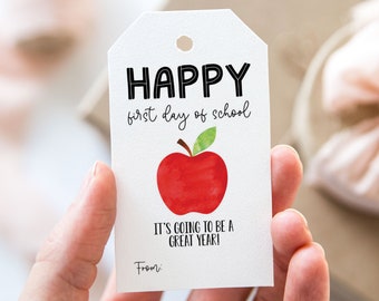 Happy First Day of School It's Going To Be a Great Year Tag, Printable First Day of School Favor Tags, Apple Back to School Gift Tag