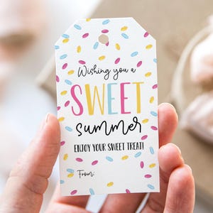 Wishing You A Sweet Summer Tag, Printable End Of School Year Favor Tags, Sprinkles Sweet Treat Have a Great Summer Vacation Gift Tag