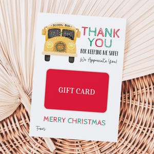Danke, dass Sie mich schützen, wir schätzen Sie Busfahrer Geschenkkartenhalter, druckbare frohe Weihnachten Gunstanhänger, Lehrer Wertschätzung