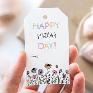 Etiqueta de Feliz Dia das Mães, Etiquetas de Lembrancinhas de Feliz Dia das Mães para Imprimir, Etiqueta de Presente de Flores, Plantas e Dia das Mães