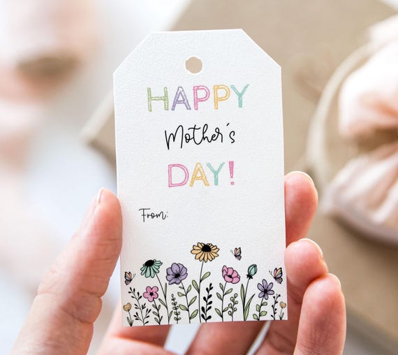 Happy Mother's Day Tag, Printable Happy Mother's Day Favor Tags, Flowers Flower Plant Mother's Day Gift Tag