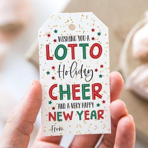 Augurandoti un Lotto di Buone Feste e un Felice Anno Nuovo Tag, Etichette stampabili per bomboniere di Buon Natale, Etichetta regalo per biglietti della lotteria Buone Feste