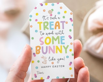 It&#39;s Such A Treat To Work With Some Bunny Like You Tag, Printable Happy Easter Favor Tags, Coworker Appreciation Gift Tag