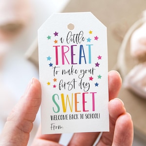 A Little Treat To Make Your First Day Sweet Tag, Printable First Day of School Favor Tags, Stars Back to School Gift Tag