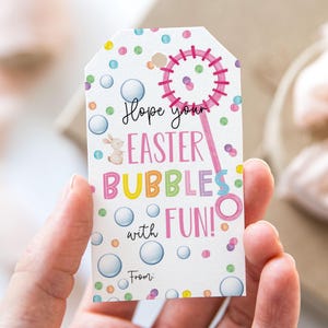 Hope Your Easter Bubbles With Fun Tag, afdrukbare Happy Easter-bedankkaartjes, Bubble Easter-cadeaukaartje
