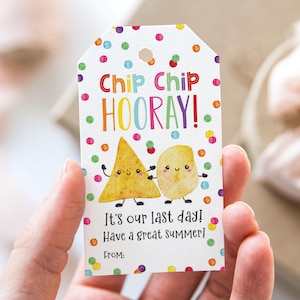 Etichetta per patatine Chip Chip Hooray It's Our Last Day, etichette stampabili per bomboniere di fine anno scolastico, etichetta regalo per trascorrere delle fantastiche vacanze estive