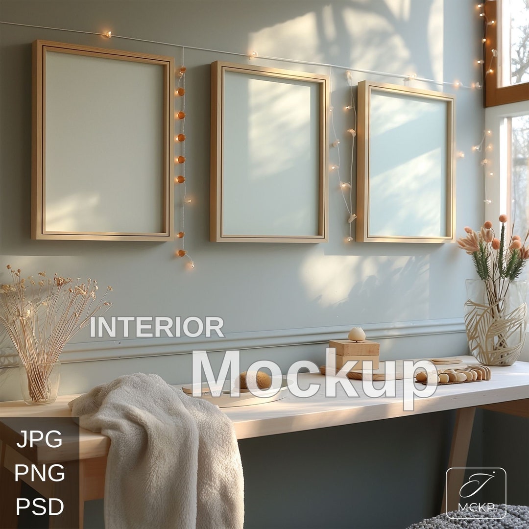 Set of 3 Blank Frame Mockups 3 Frame Mockup Set for Showcasing Art and ...