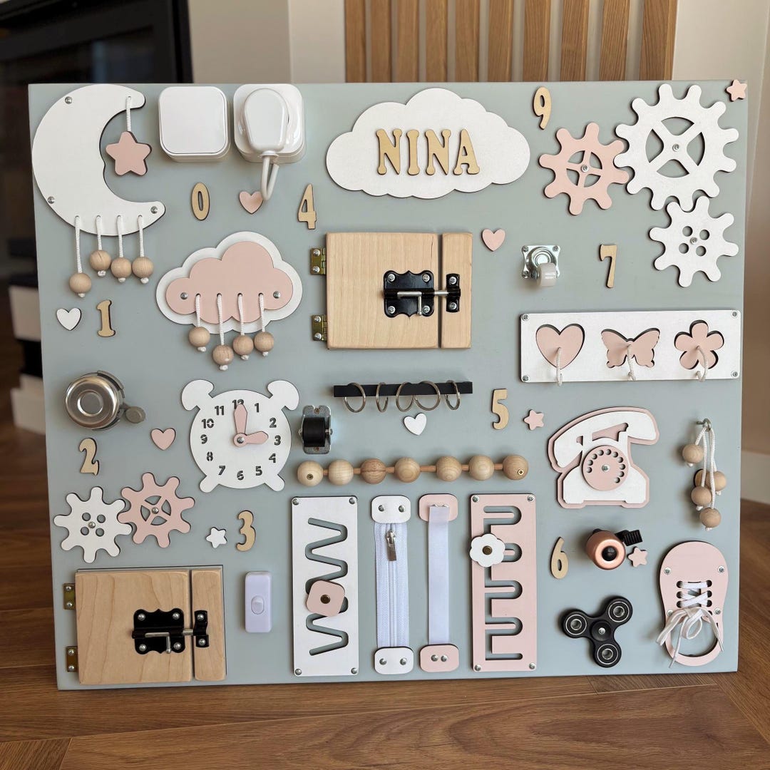 Planche D'activités Montessori 12 En 1 – Bois, 87x34x4,5 Cm, Mural, Avec Labyrinthe Magnétique, Pour Enfants 3-12 Ans
