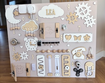 Painel sensorial Montessori personalizado para crianças pequenas – Brinquedo sensorial e de atividades tamanho XL – Presente educativo para o primeiro aniversário