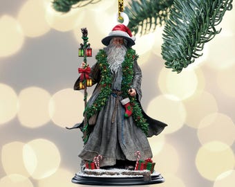 Adorno navideño de mago, personaje de fantasía, árbol de Navidad colgante, decoración navideña mágica, regalo navideño para fanáticos, adorno de temporada