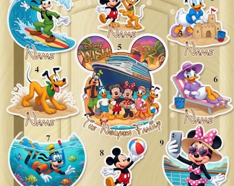 Personalized Island Cruise Door Magnets, Swim Mickey And Friends Magnet, Stateroom Decoration, Disneyland Magnet, DCL Family Cruise